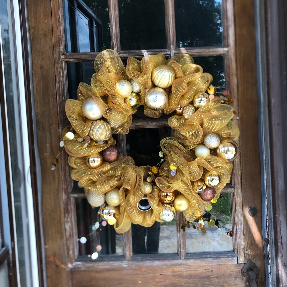 Handcrafted Gold Decorative Holiday Wreath